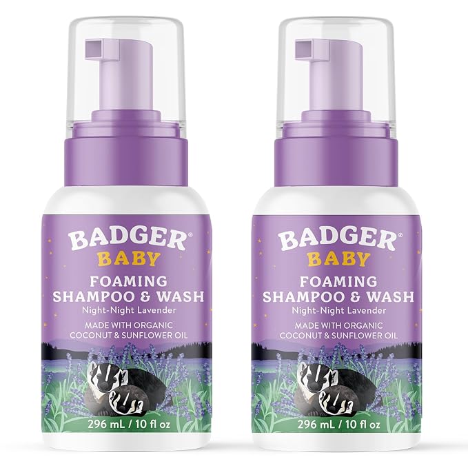 Badger Foaming Baby Shampoo and Body Wash, Gentle Organic Baby Wash w/Mild by Badger