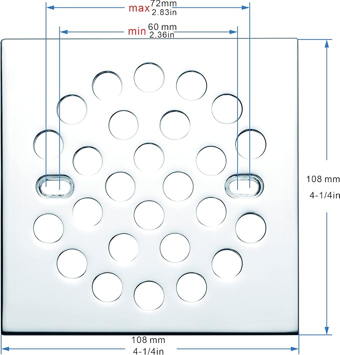 RRAJJ Square Improve 4-1/4 Inch Screw-in Shower Floor Drain Grate Strainer - Image 2