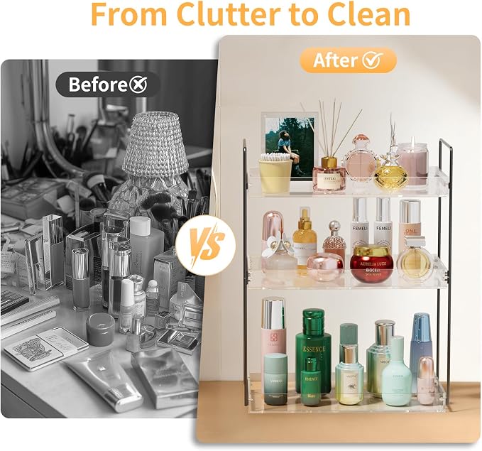Bathroom Countertop Organizer, 3 Tier Metal Vanity Counter Skincare Shelf - Image 6