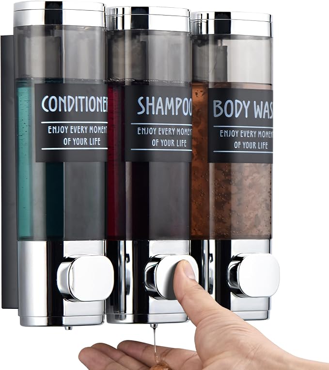 Shampoo and Conditioner Dispenser, GlintGath Shower Dispenser 3 Chamber No by GlintGath