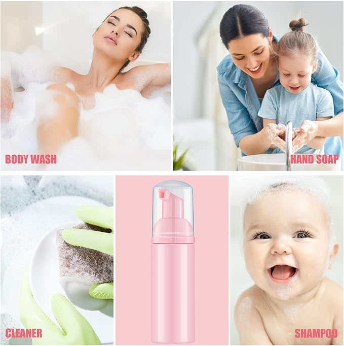Lil Ray 2 Oz Empty Pink Foam Pump Bottle, Travel Foamer Soap Dispenser - Image 4