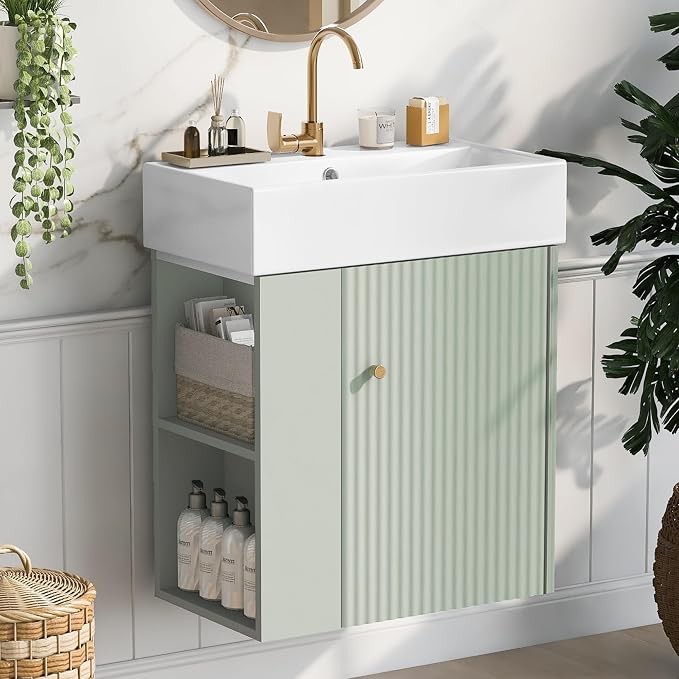 Merax 20" Green Bathroom Vanity, Wall Mounted Floating Vanity by Merax