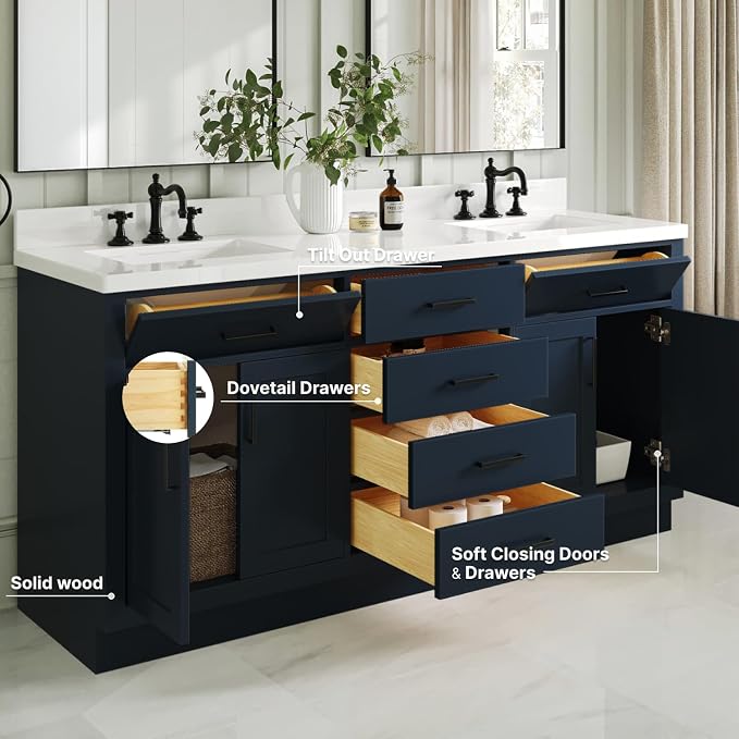 ARIEL Double Vanity 73" Midnight Blue - Image 3