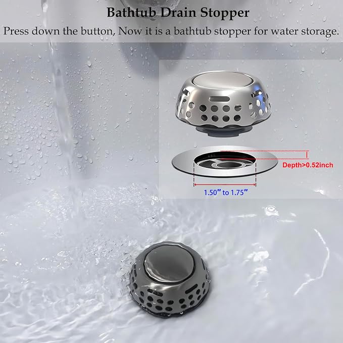 Bathtub Drain Stopper, Pop Up Tub Stopper - Image 4