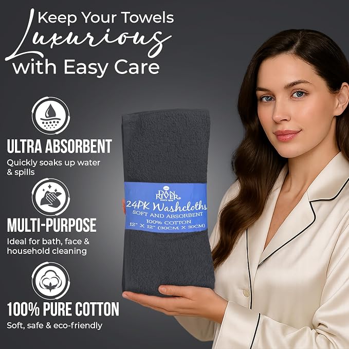 DAN RIVER 24 Pack Wash Cloths for Showering - Image 4