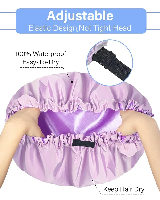 Aquior Shower Cap, Extra Adjustable Shower Caps - Image 6