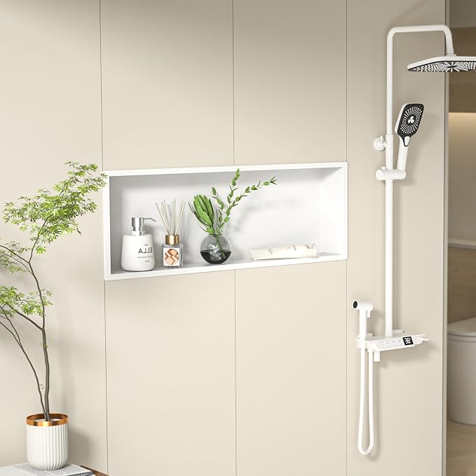 Stainless Steel Shower Niche 36" X 12" White No Tile Needed Niche Shower - Image 2