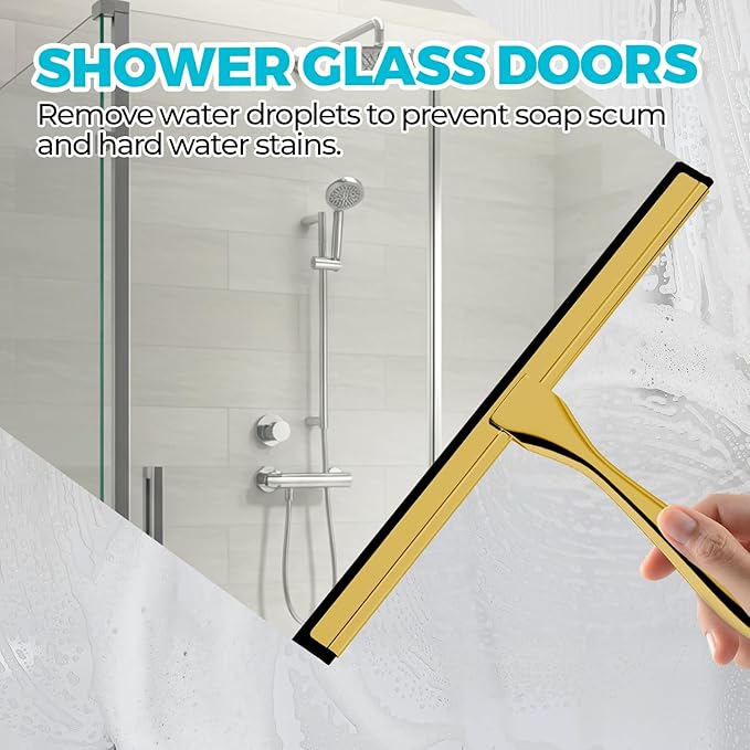 10-Inch Golden All-Purpose Shower Squeegee - Image 2
