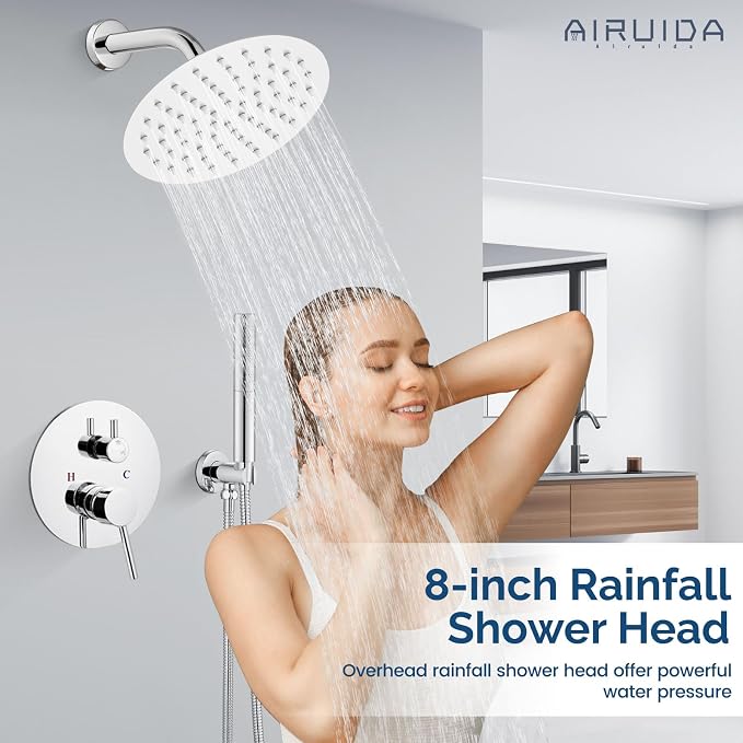 Airuida Shower Fixtures 2 Functions Shower Faucet Set Wall Mounted - Image 3