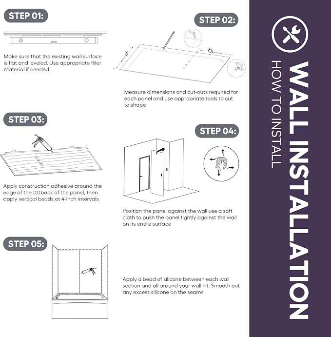 White Acrylic Shower Wall Surround 36"x 60"x 80" - Image 7