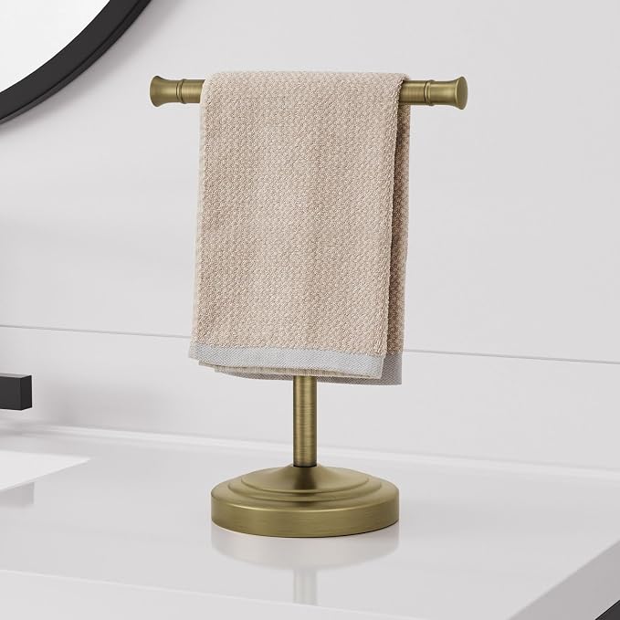 RUMOSE 13 Inch Antique Brass Towel Bar Stand Hand Holder Bathroom Kitchen - Image 2