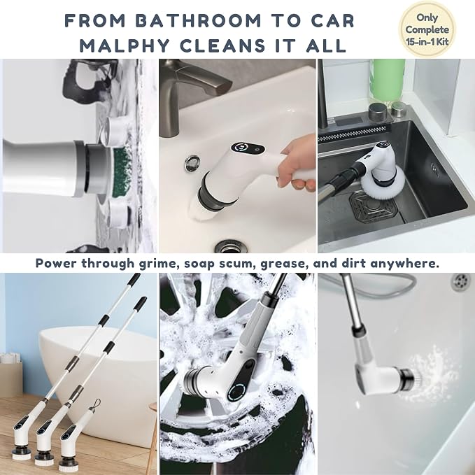 15-in-1 Electric Scrub Brush Cordless, Power Scrubber - Image 4