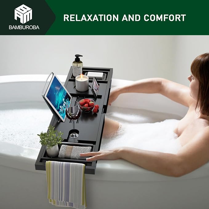 Bamboo Bathtub Caddy Tray Expandable - Image 8