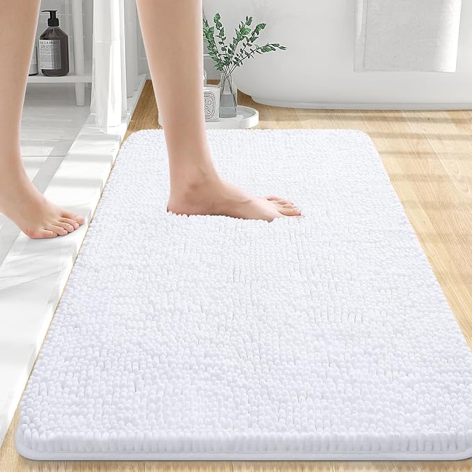 OLANLY Bathroom Rugs 30x20, Extra Soft Absorbent Chenille Bath Rugs, Rubber by OLANLY