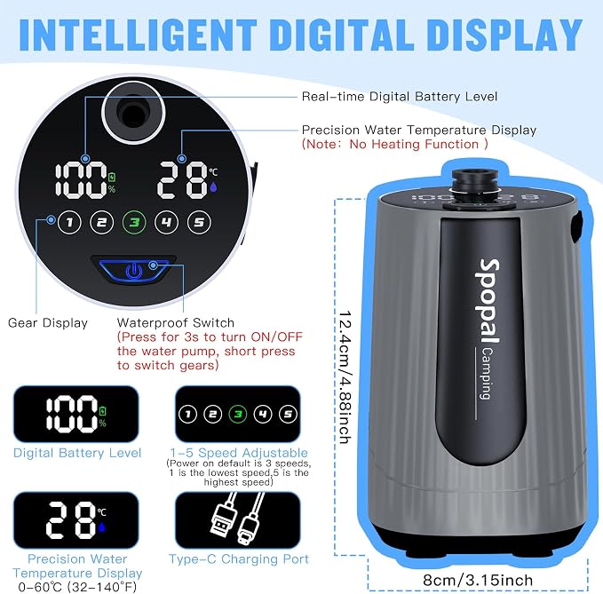 Portable Shower for Camping, 10000mAh Rechargeable Camping Shower - Image 4