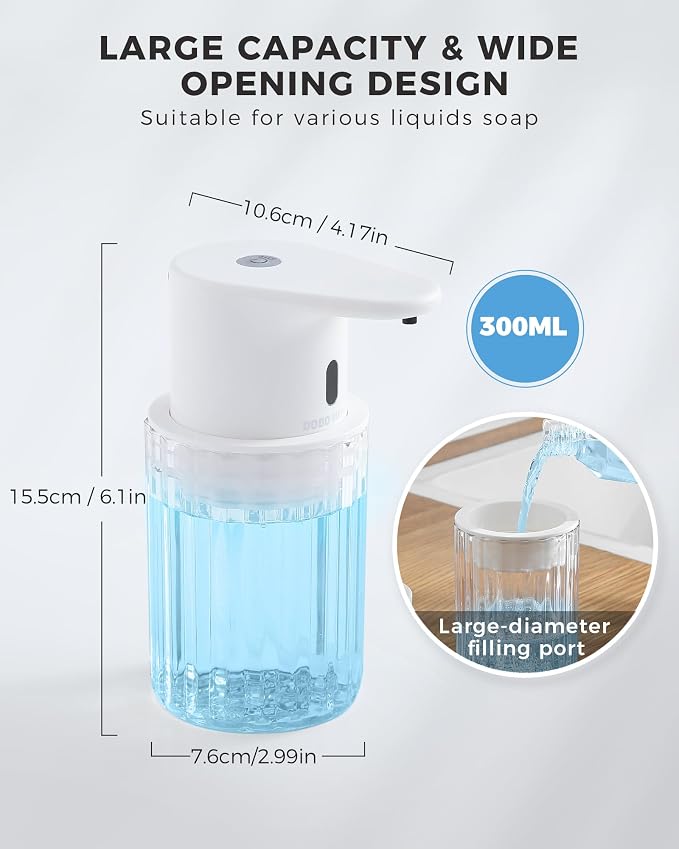 Automatic Foaming Soap Dispenser Touchless, 10oz/300ml Rechargeable, 3 - Image 2