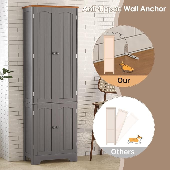 4 Door Pantry - 72.2'' Kitchen Cabinet - Image 4