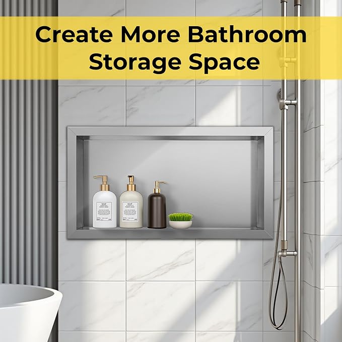Stainless Steel Shower Niche No Tile Needed Recessed - Image 4