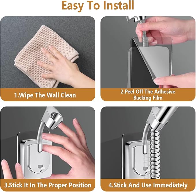 360° Adjustable Flexible Suction Cup Shower Head Holder, Wall Mount - Image 5