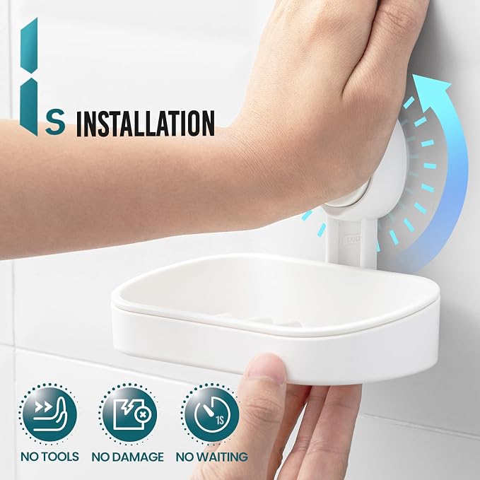 TAILI Soap Dish Soap Holder Suction Cup Powerful Vacuum Suction, Strong Bar - Image 2
