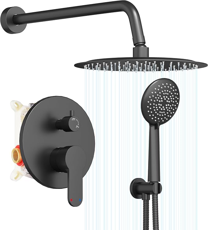 Gabrylly Black Shower System, Pressure Balance Shower Faucet Set, High Pressure by GABRYLLY