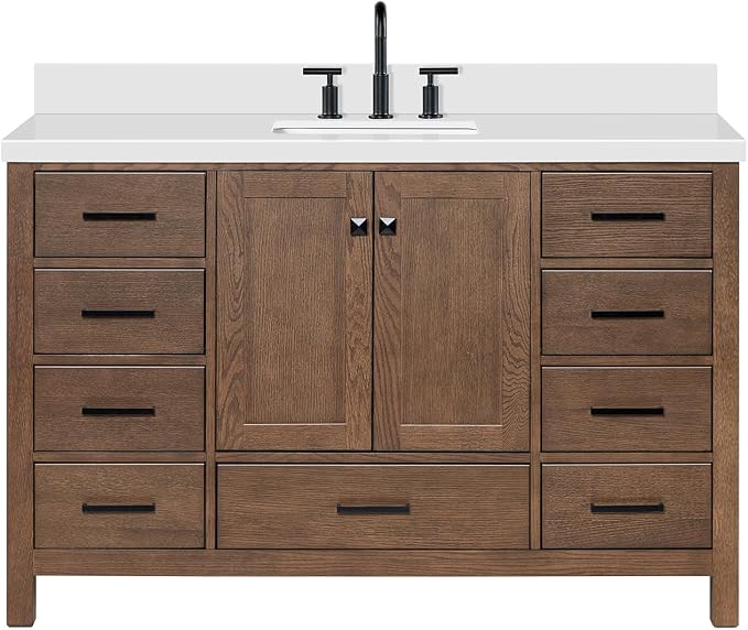 ARIEL Cambridge 55 Inch Single Rectangle Sink Bathroom Vanity - Image 11