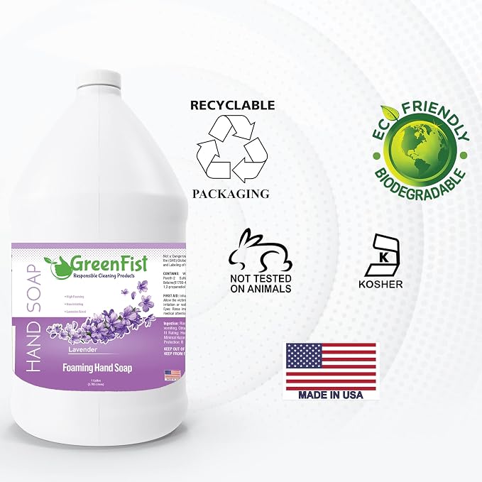 GreenFist Foaming Hand Soap Refills Lavender Scent Jug Foam Refill Made in USA - Image 7