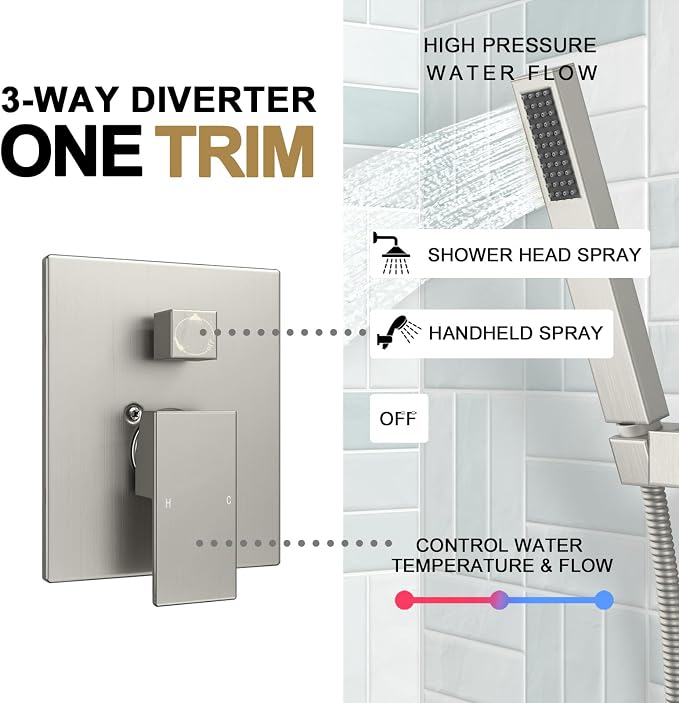 Lava Odoro Modern 2-Setting Square Shower System - Image 5