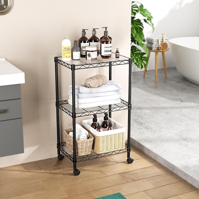 SINGAYE 3 Small Shelves Storage Shelf Wire Shelving Unit Metal Shelf Adjustable - Image 7