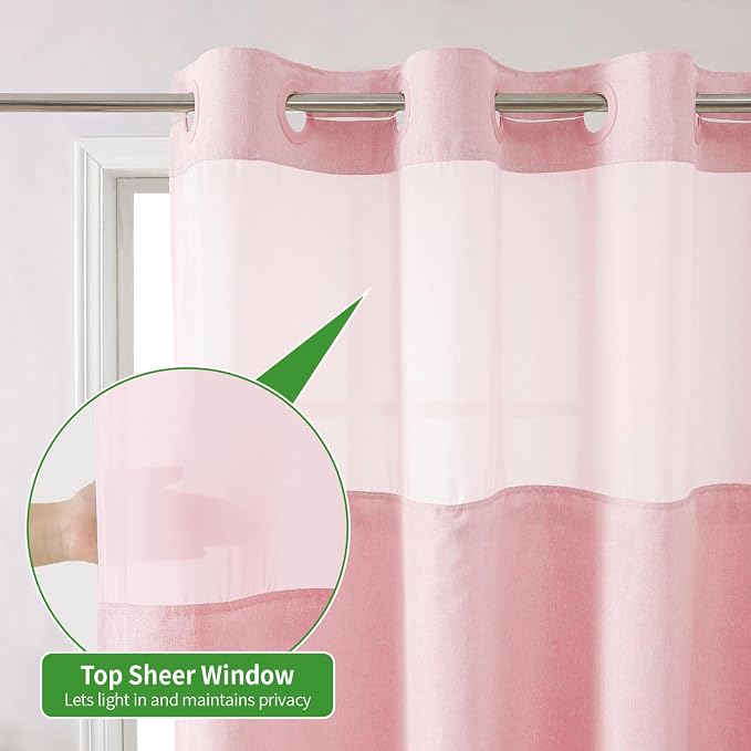 Long No Hooks Needed Linen Textured Shower Curtain - Image 6