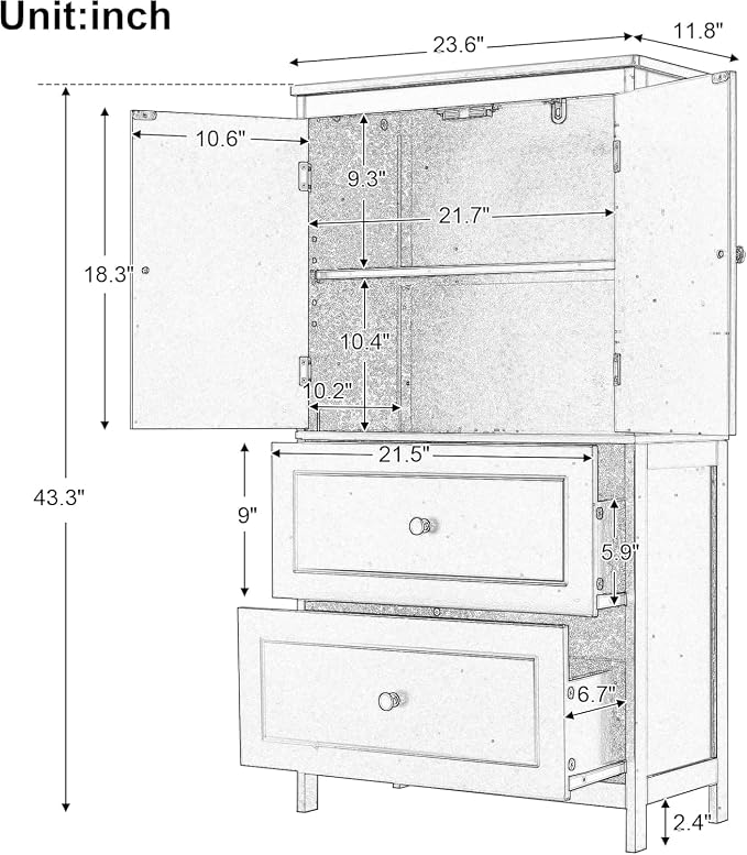Tall Wide Storage Cabinet, Wood Kitchen Cabinet - Image 2