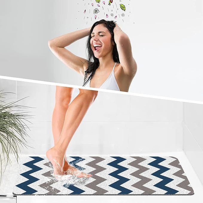 godehone Shower Mats Non Slip Without Suction Cups, PVC Loofah Bathroom Mats - Image 5