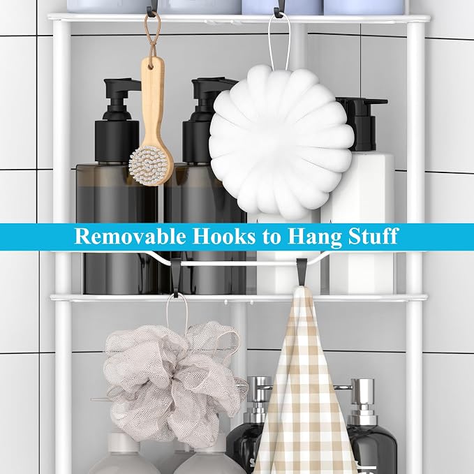 3 Tier Floor Standing Corner Shower Caddy Organizer Shelf - Image 5
