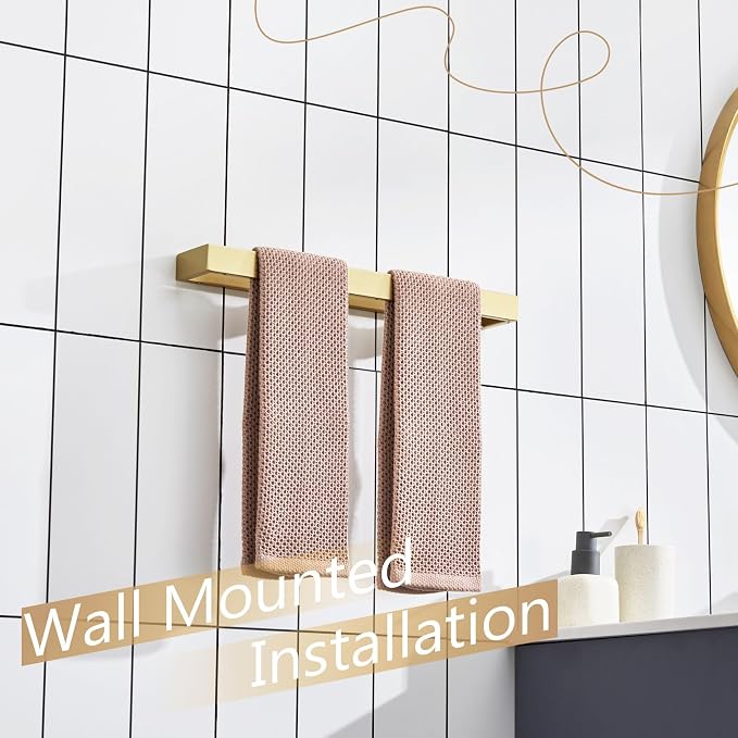 KOKOSIRI Towel Bar Brushed Gold Bath Towel Holder 16 Inch Kitchen Towel Hanger - Image 7