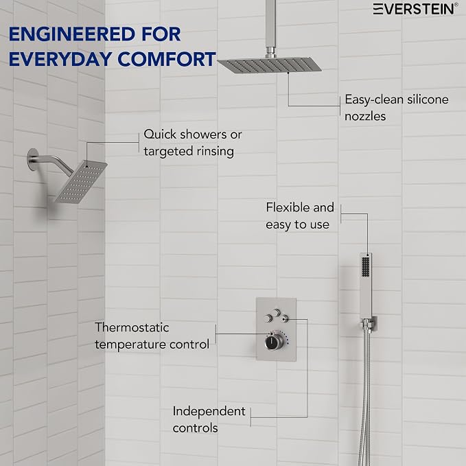 Ceiling Mount 12" High-Pressure Rainfall Shower Faucet, Dual Rainfall Shower - Image 4