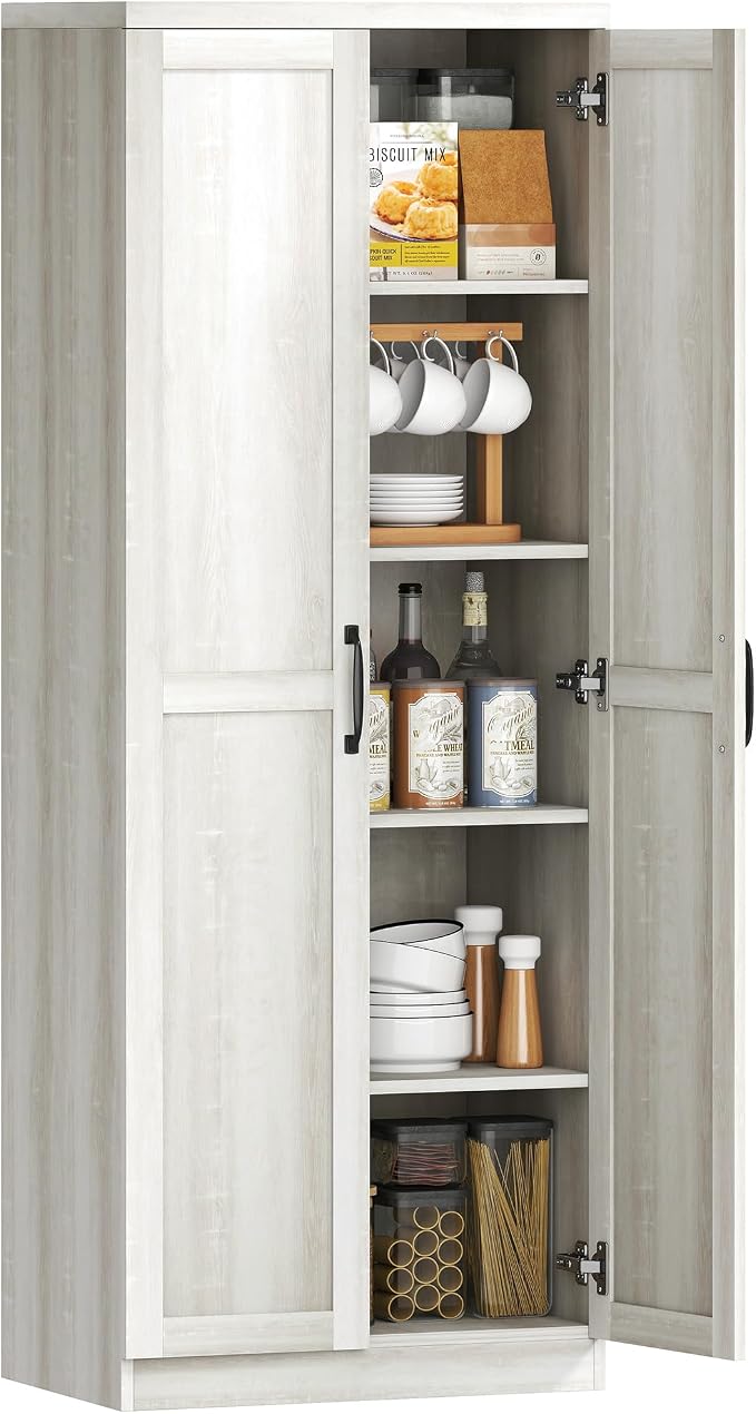 HOMCOM 63" 2-Door Kitchen Pantry, Freestanding Storage Cabinet by HOMCOM