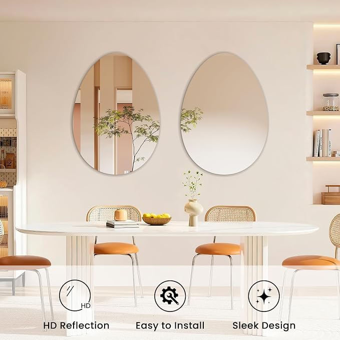 VASUHOME Drop Frameless Bathroom Mirror, 24 x 32 Inch Wall Vanity Mirror - Image 3