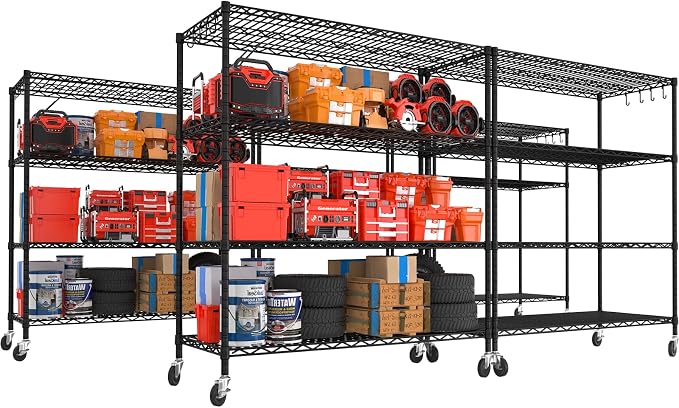 PrimeZone 5 Packs 55.5" W x 24" D x 80" H Heavy Duty Wire Storage Shelves by PrimeZone