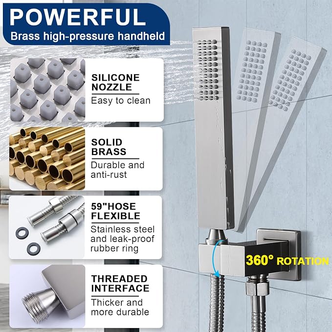 Dual Rain Shower Head Thermostatic Luxury Spa Shower System And Ceiling Mount - Image 6