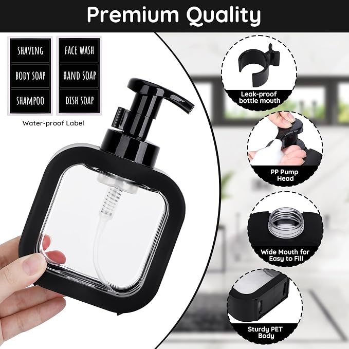 Segbeauty 10.1oz Black Foaming Soap Dispenser - Image 2