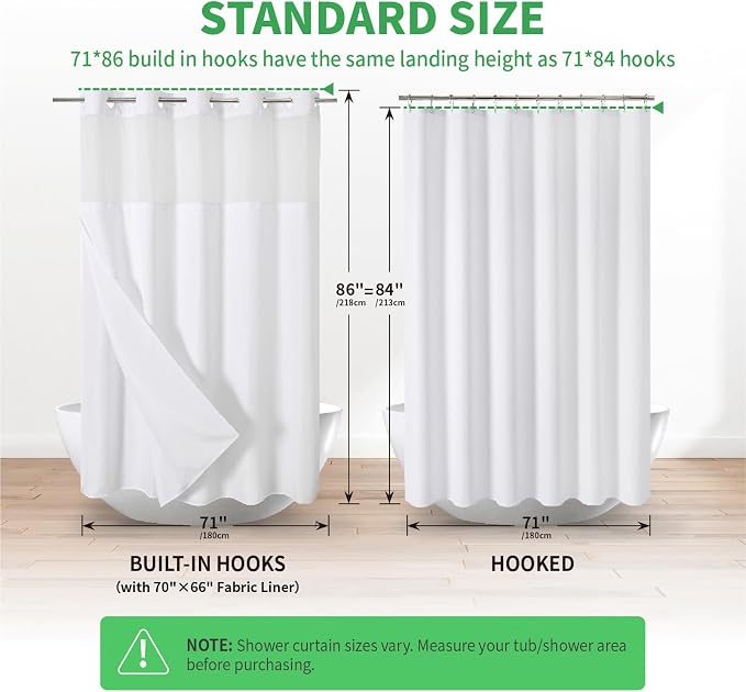 Extra Long No Hooks Needed Linen Textured Shower Curtain - Image 6