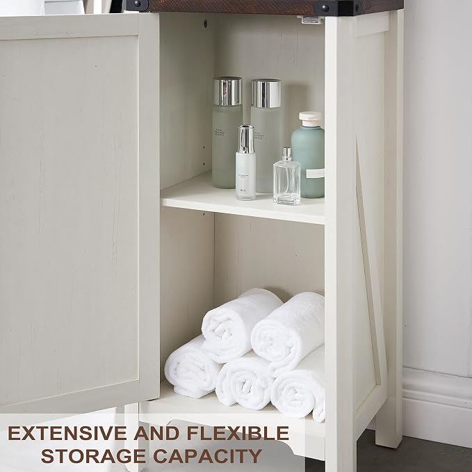 Bathroom Storage Cabinet, 5-Shelf Farmhouse Storage Cabinet - Image 4