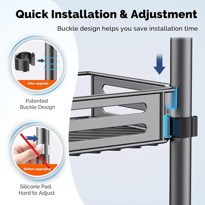 HAMITOR Corner Shower Caddy Tension Pole: Quick Installation 4-Tier Rustproof - Image 2