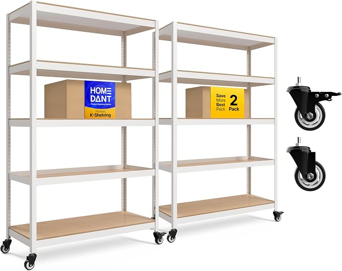 HOMEDANT House 5-Tier Metal Rolling Cart Shelf Rack Casters Heavy Duty by TheBestOrganizingSolution