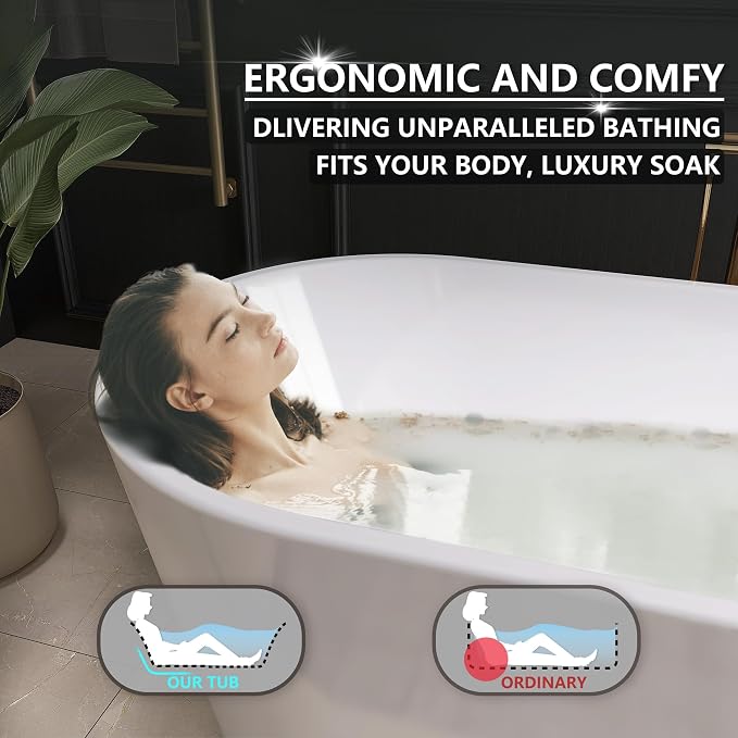 59" Acrylic Freestanding Bathtub, Free Standing Tub, Stand Alone Tub, Soaking - Image 2