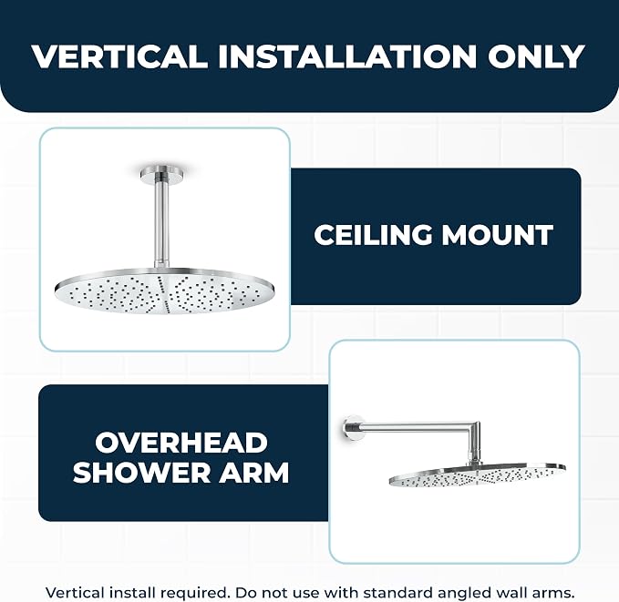 HammerHead Showers® Solid Metal 12 Inch Rainfall Shower Head, Large Rain Shower - Image 5