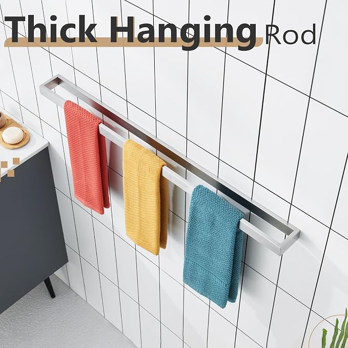 KOKOSIRI Towel Bar Brushed Nickel Bath Towel Hanger Holder 32-Inch Kitchen Rack - Image 6