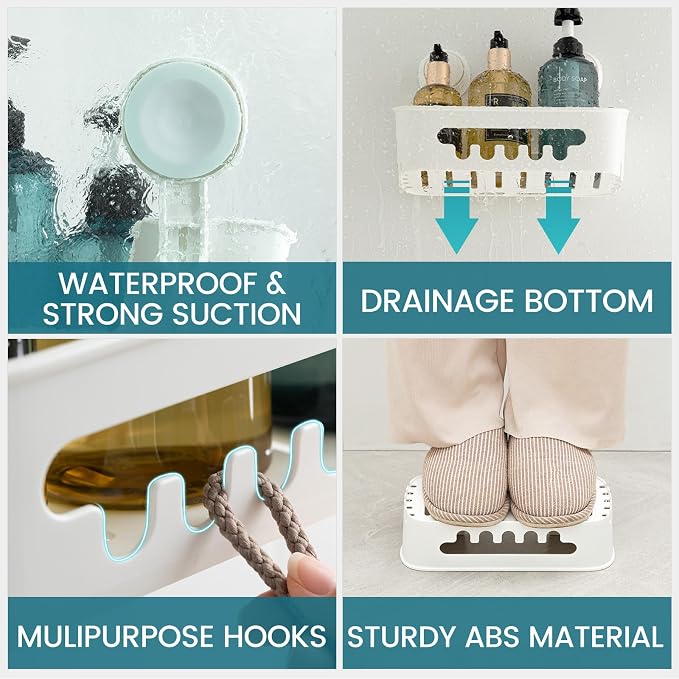 TAILI Shower Caddy Suction Cup 2 Pack, Heavy Duty Bathroom Organizer, Removable - Image 4