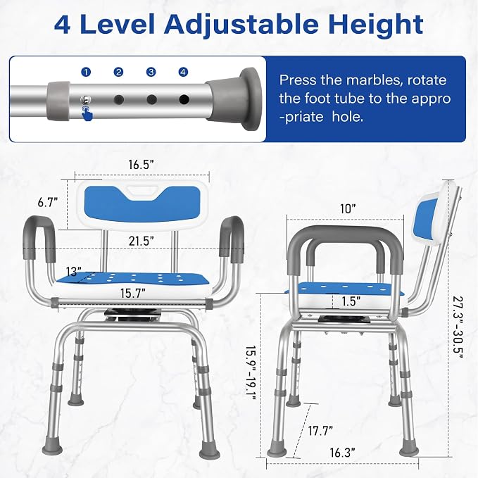 Swivel Shower Chair Height Adjustable Swivel Shower Chair - Image 2