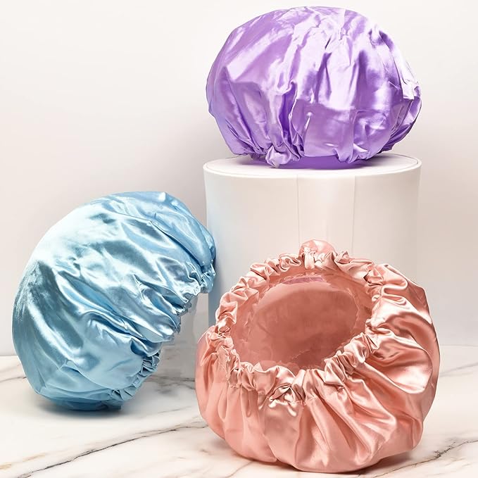 SMILCO 4 Pack Shower Caps, Double Waterproof Layers Reusable Bath Caps - Image 8